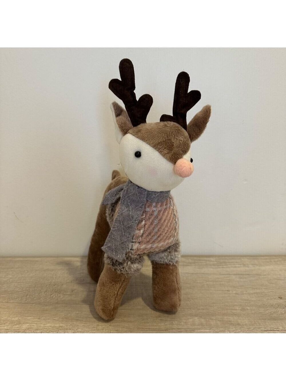 Poseable Plush Reindeer Stuffed Animal 14in Standing Christmas Holiday Pink